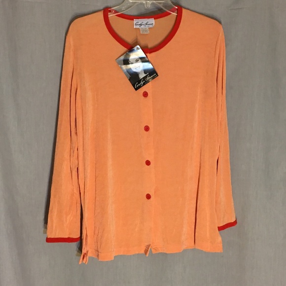 CAROLYN STRAUSS Collection Coral Cardigan Size M - Picture 7 of 9